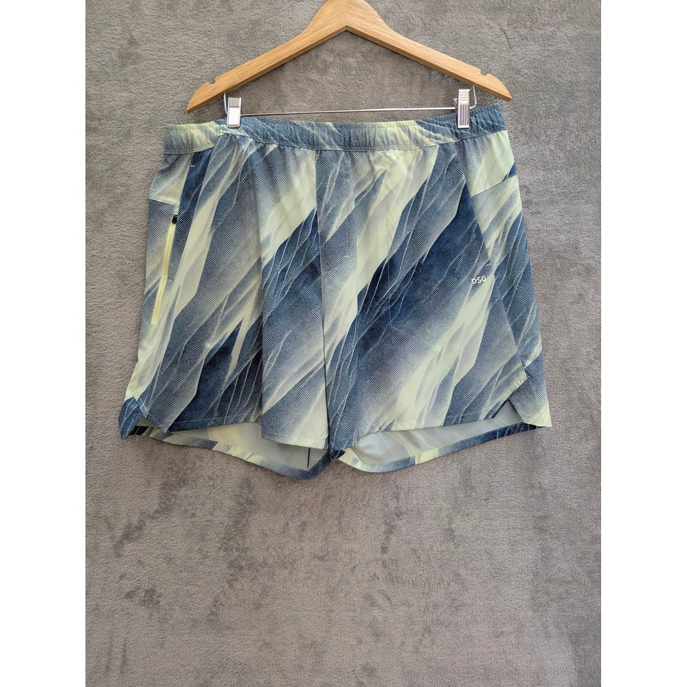 Athletic Agility Shorts Mens XL DSG Blue Lime Green 6 Inch Inseam Print
